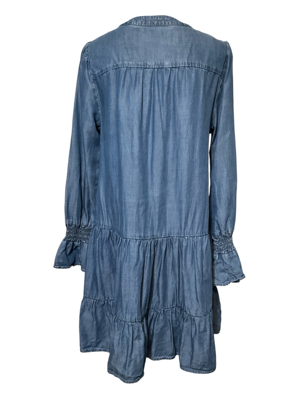 Quince Chambray Tiered Mini Dress Size S - Picture 4 of 11